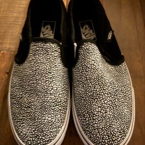 Vans Black and White Slip-On Shoes